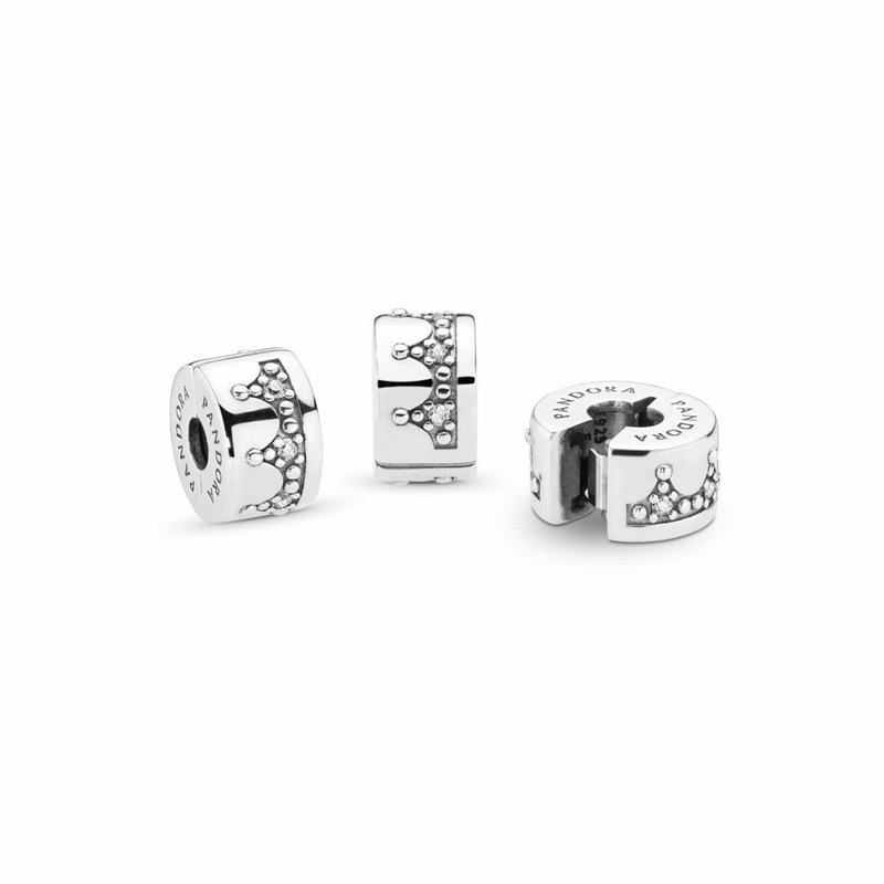 Pandora Dazzling Crown Clip - Sterling Silver/Cubic Zirconia - Canada | KG7696UJ